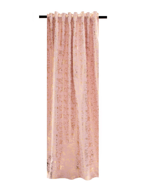 Zasłona zaciemniająca pudrowy róż 140x270 złoty wzór na żabkę, tunel, agrafkę