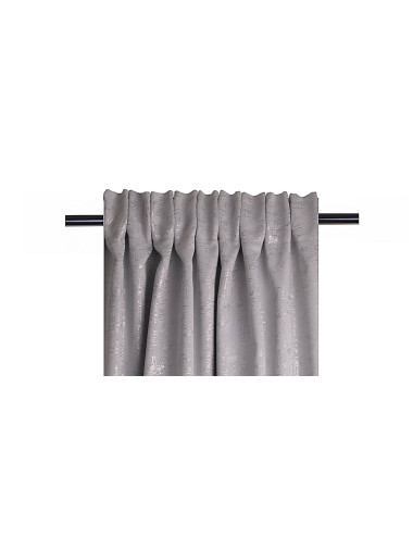 Zasłona zaciemniająca szara 140x270 srebrny wzór na żabkę, tunel, agrafkę