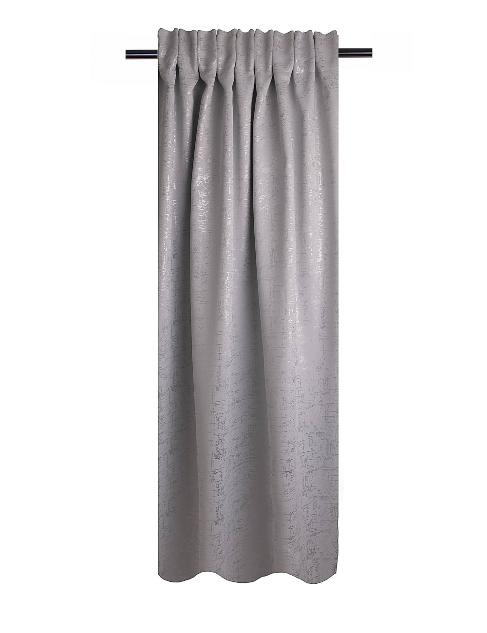 Zasłona zaciemniająca szara 140x270 srebrny wzór na żabkę, tunel, agrafkę
