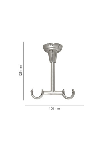 Wspornik podwójny rura 19+19 mm srebro połysk sufitowy klasyczny