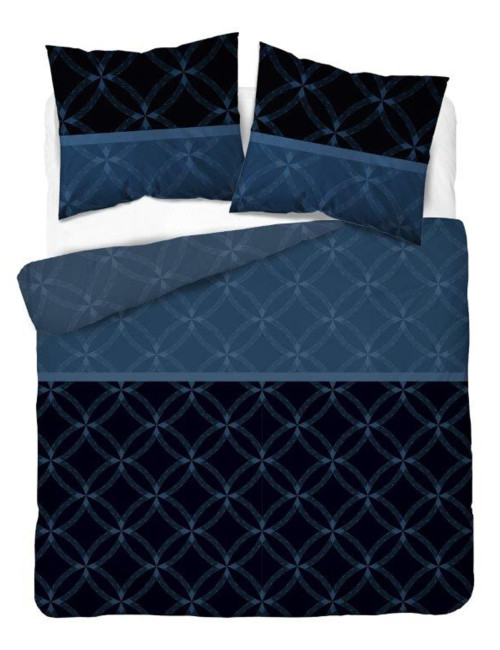 Komplet pościeli bawełnianej 160x200 ornament granat-czarny + 2x poszewka 4679 A