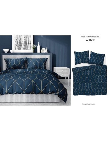 Komplet pościeli bawełnianej 160x200 ornament złoto-czarny + 2x poszewka 4602 B - 5