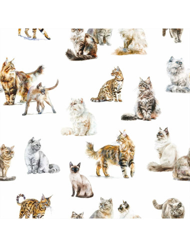 Tkanina zasłonowa kociaki biały 001 - 2