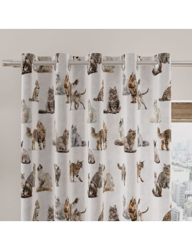 Tkanina zasłonowa kociaki biały 001 - 1