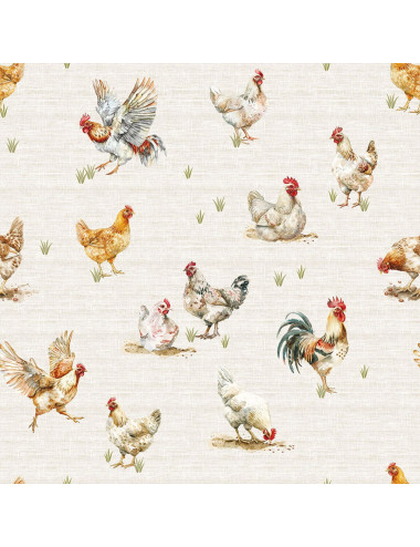 Tkanina zasłonowa kury beż 004