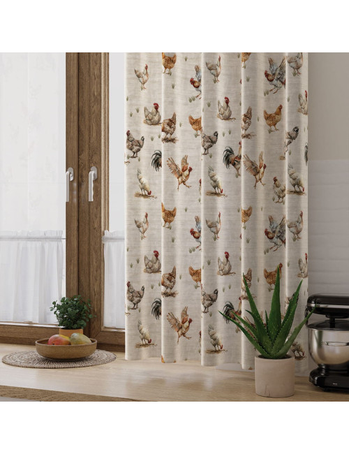 Tkanina zasłonowa kury beż 004