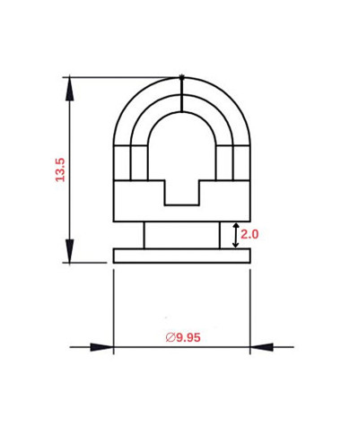 Ślizg na sznurku SLIM obrotowy fala 6 cm biały talerzyk 10 mm